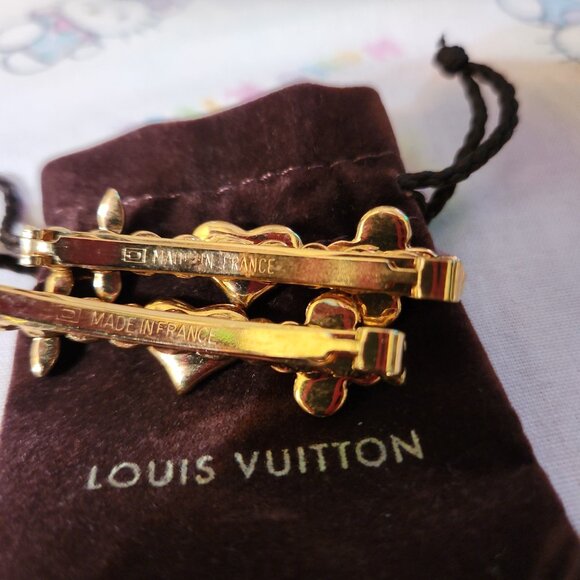 Rare Authentic LOUIS VUITTON Sweet Monogram Hair Clips Pair of Barrettes Mint - Picture 4 of 8